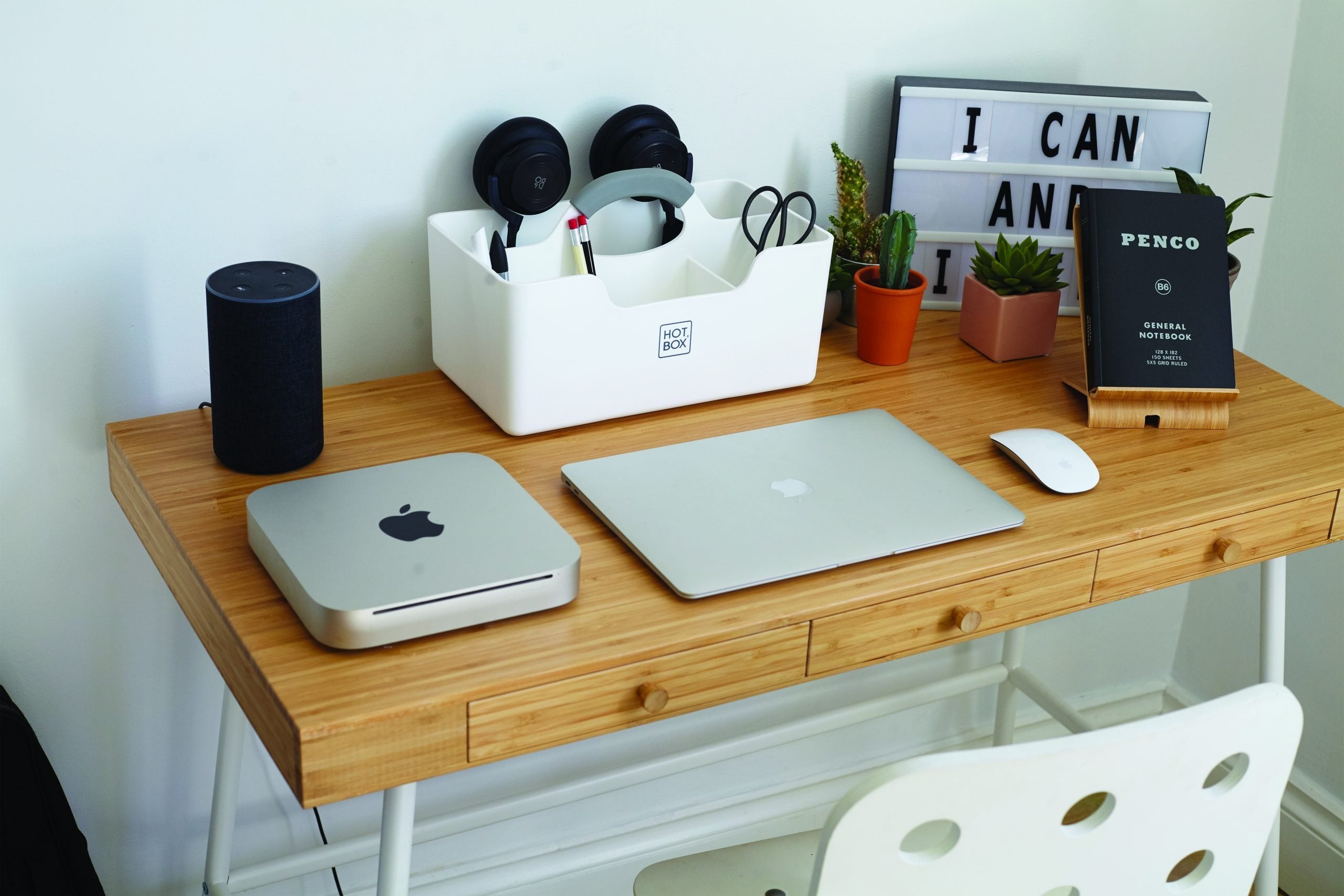 A clean desk ready for home schooling